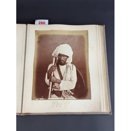 260 - INDIA: PHOTOGRAPH ALBUM: good album of 41 albumen-print photographs of Indian castes and views, circ... 