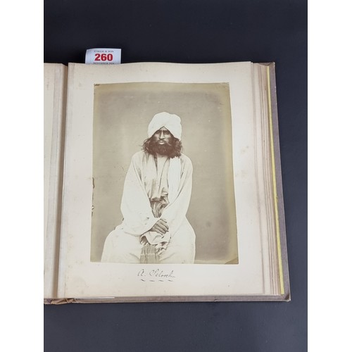 260 - INDIA: PHOTOGRAPH ALBUM: good album of 41 albumen-print photographs of Indian castes and views, circ... 