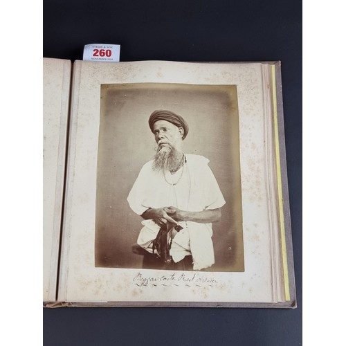 260 - INDIA: PHOTOGRAPH ALBUM: good album of 41 albumen-print photographs of Indian castes and views, circ... 