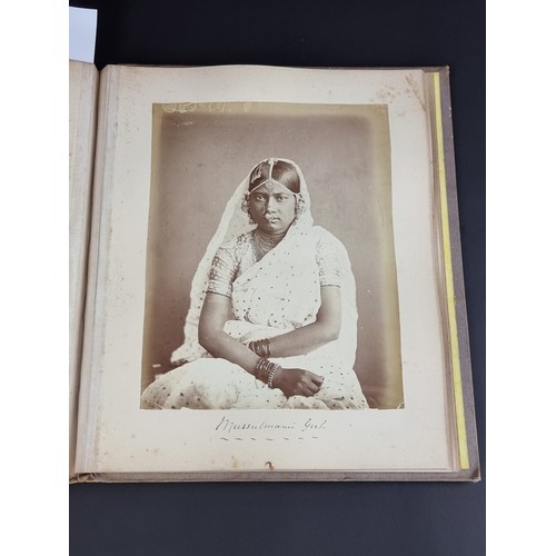 260 - INDIA: PHOTOGRAPH ALBUM: good album of 41 albumen-print photographs of Indian castes and views, circ... 