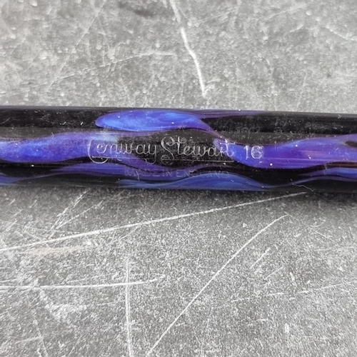 11 - A circa 1952-54 Conway Stewart blue/black 'candle flame' fountain pen, 14ct gold nib... 