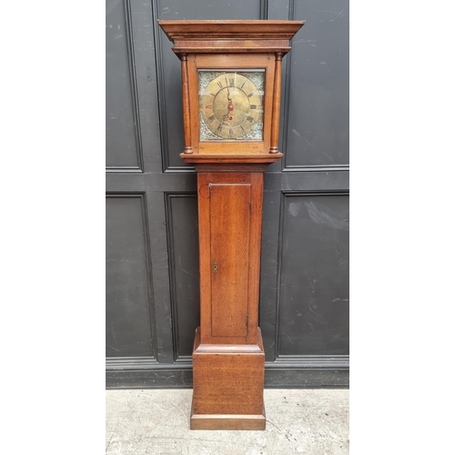 1078 - An 18th century oak thirty hour longcase clock, the 10in square brass dial inscribed 'Knight, West M... 