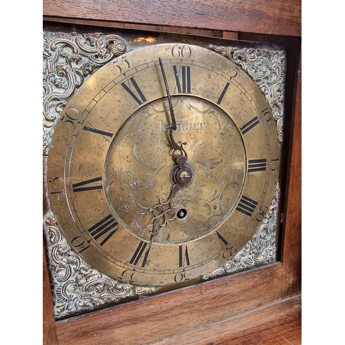 1078 - An 18th century oak thirty hour longcase clock, the 10in square brass dial inscribed 'Knight, West M... 