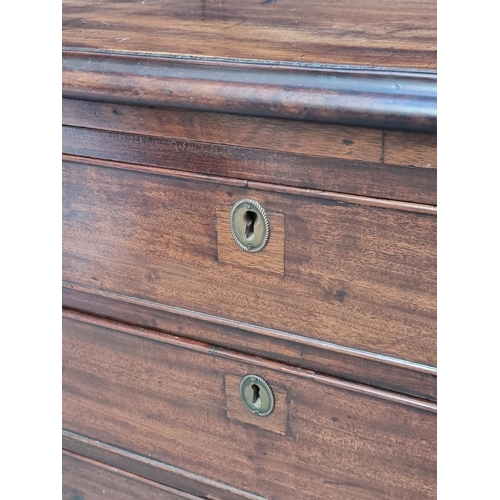 1007 - An 18th century mahogany chest of drawers, with brushing slide, 94cm wide, (faults and repairs)... 