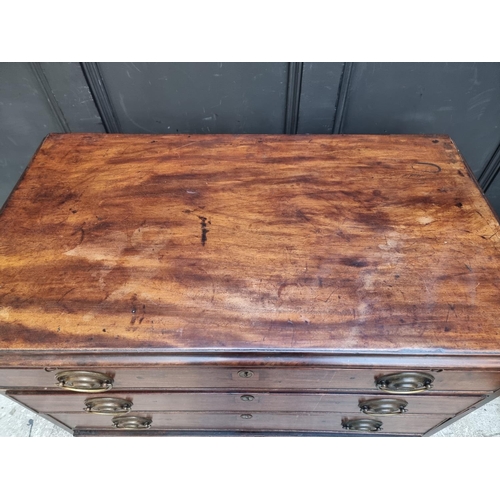 1007 - An 18th century mahogany chest of drawers, with brushing slide, 94cm wide, (faults and repairs)... 