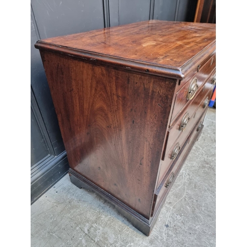 1007 - An 18th century mahogany chest of drawers, with brushing slide, 94cm wide, (faults and repairs)... 