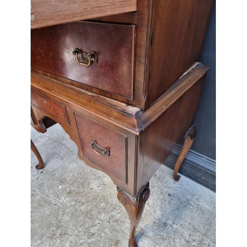 1009 - An 18th century style burr walnut chest on stand, 86cm at widest point.