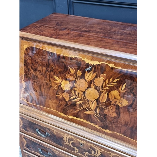 1010 - A reproduction Italian marquetry bureau, 91.5cm wide.