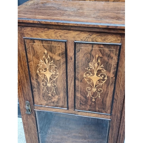 1014 - A late 19th century rosewood and inlaid side cabinet, 58cm wide.