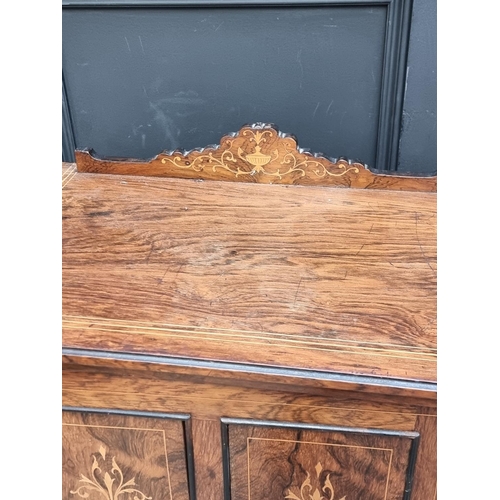 1014 - A late 19th century rosewood and inlaid side cabinet, 58cm wide.