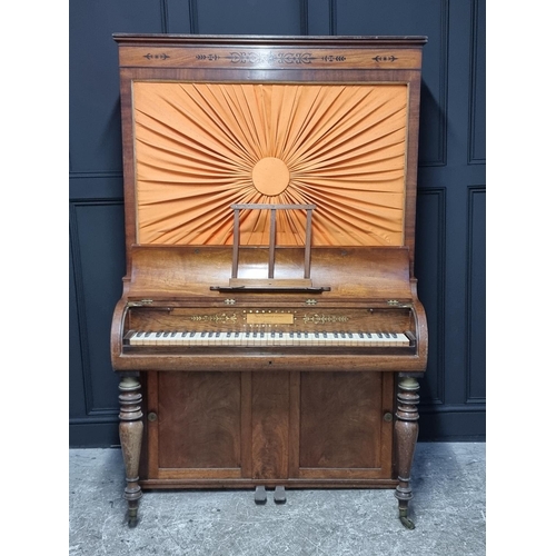 1016 - An early 19th century mahogany and inlaid six octave cabinet piano, by John Broadwood & Sons, no... 