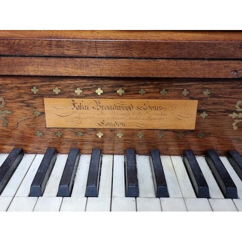 1016 - An early 19th century mahogany and inlaid six octave cabinet piano, by John Broadwood & Sons, no... 