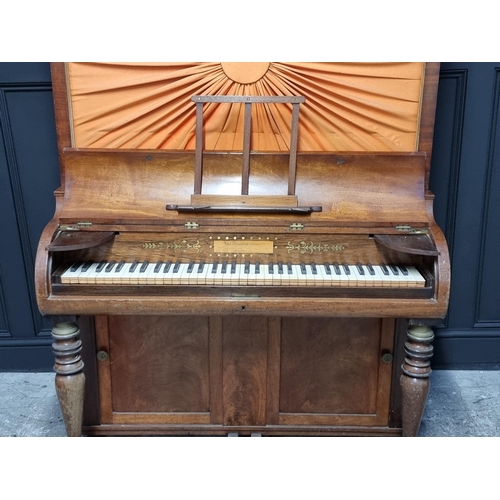 1016 - An early 19th century mahogany and inlaid six octave cabinet piano, by John Broadwood & Sons, no... 