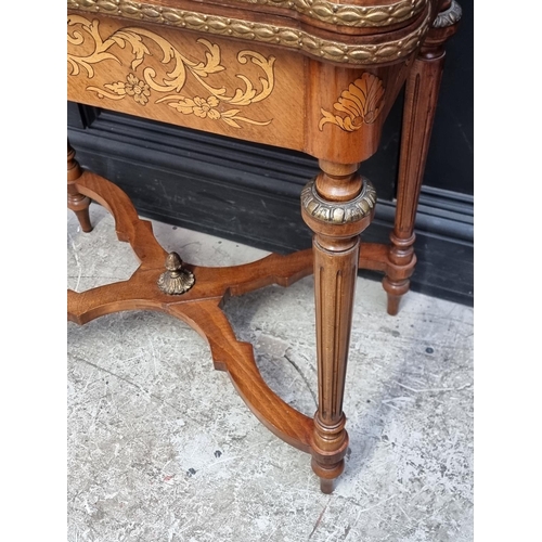 1023 - A Continental marquetry card table, 73cm wide.