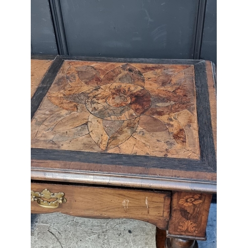 1029 - An 18th century Dutch walnut and inlaid dresser base, 153.5cm wide.