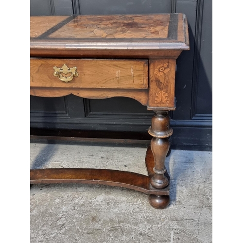 1029 - An 18th century Dutch walnut and inlaid dresser base, 153.5cm wide.