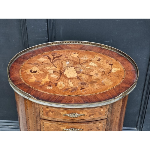 1030 - A Louis XVI style marquetry gueridon, bearing brass plaque inscribed 'Druce & Co,...Baker Street... 