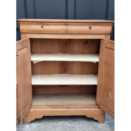 1039 - A 19th century French pale ash side cabinet, 132.5cm high x 113.5cm wide.