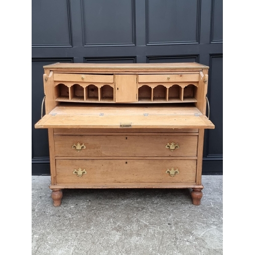 1040 - A 19th century pine secretaire chest, 123.5cm wide.