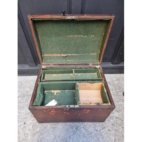 1041 - A Victorian oak and metal bound dome top chest, 70cm wide.