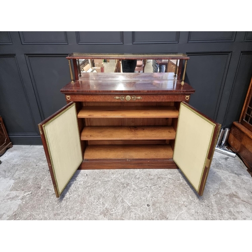 1046 - A pair of Regency mahogany chiffoniers, with brass mounts and grille doors, 122cm wide.... 