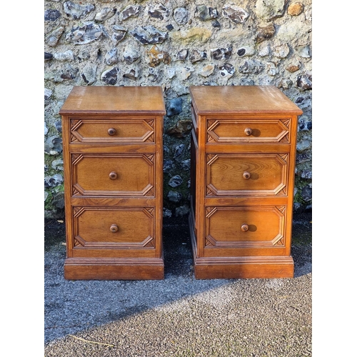 1073 - A pair of oak chests of drawers, (formerly part of a larger item), 44.5cm wide.... 