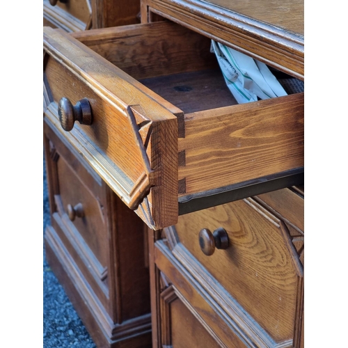 1073 - A pair of oak chests of drawers, (formerly part of a larger item), 44.5cm wide.... 