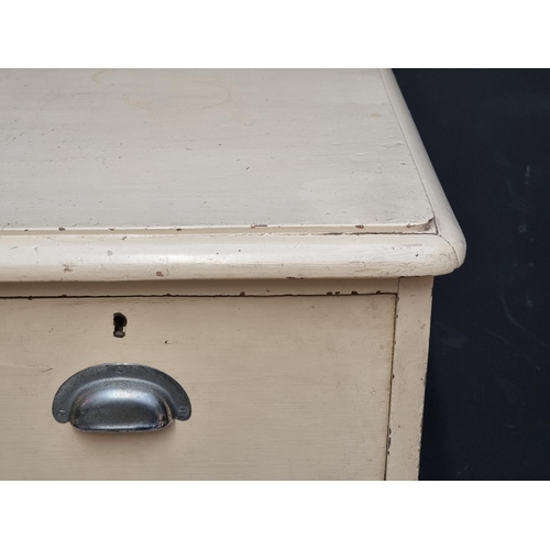 1074 - A Victorian cream painted chest of drawers, 86.5cm wide.