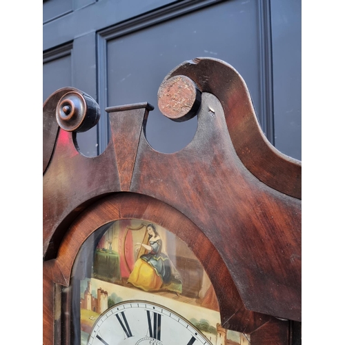 1081 - A mid 19th century oak and mahogany eight day longcase clock, the 12in arched painted dial inscribed... 