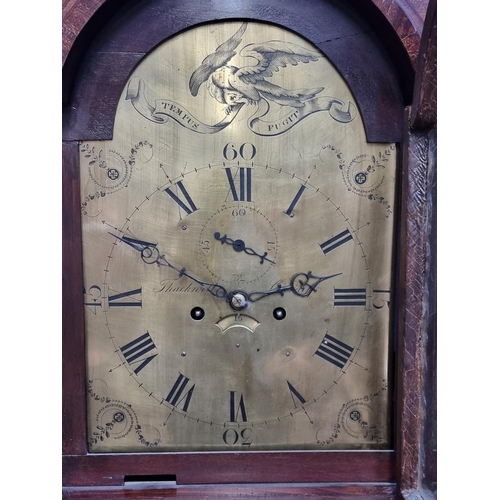 1084 - A George III Welsh mahogany eight day longcase clock, the 12in arched brass dial inscribed 'Thackwel... 