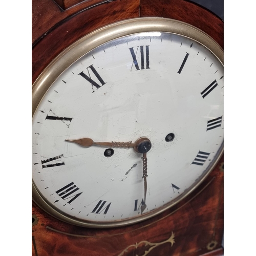 1085 - A Regency mahogany and brass inlaid twin fusee bracket clock, 49.5cm high, with pendulum.... 