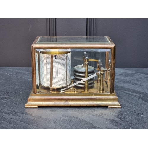 1087 - An unusually small gilt brass barograph, numbered 28946, 19.5cm wide.