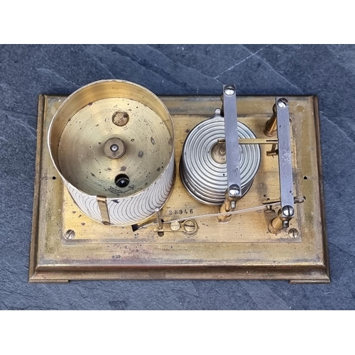 1087 - An unusually small gilt brass barograph, numbered 28946, 19.5cm wide.