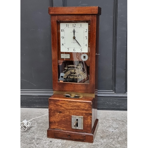 1099 - A National Time Recorder clocking in clock, 98.5cm high.