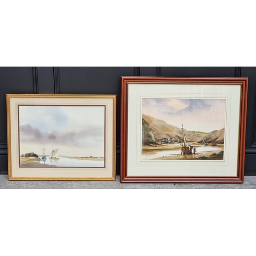 1114 - Ken Hammond, a river scene, signed, watercolour, 37 x 49.5cm; together with another indistinctly sig... 