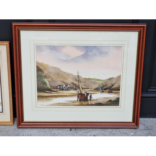 1114 - Ken Hammond, a river scene, signed, watercolour, 37 x 49.5cm; together with another indistinctly sig... 