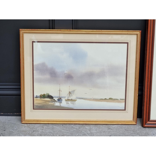 1114 - Ken Hammond, a river scene, signed, watercolour, 37 x 49.5cm; together with another indistinctly sig... 