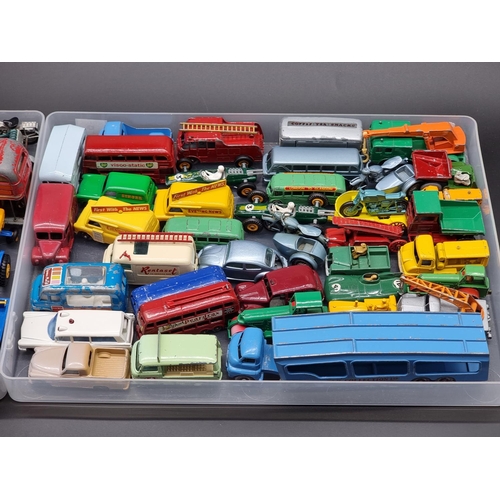 1275 - Lesney/Matchbox: two trays of vintage diecast vehicles, to include cars and commercials, agricu... 