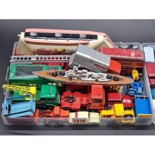 1275 - Lesney/Matchbox: two trays of vintage diecast vehicles, to include cars and commercials, agricu... 