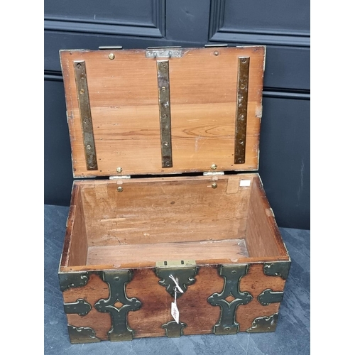 1042 - A 19th century cedar and brass strapwork casket, 43.5cm wide.