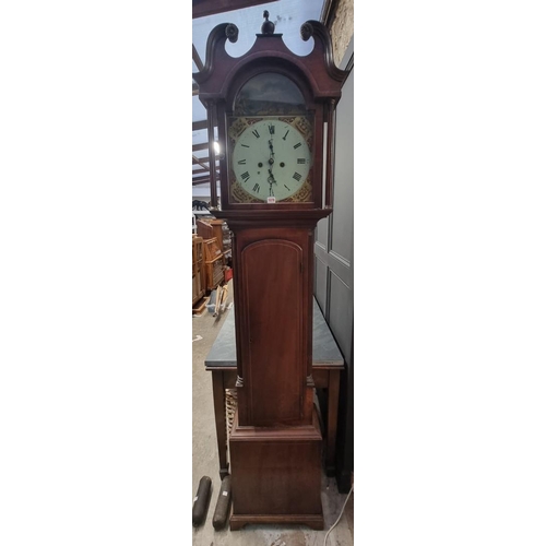 1079 - A George III mahogany and line inlaid eight day longcase clock, with 13in arched painted dial, ... 