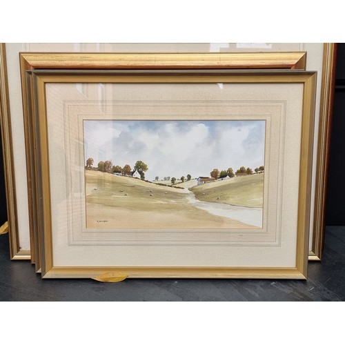 1113 - R Witchard, a group of nine watercolours, to include river scenes, each signed, largest 37 x 55cm. (... 