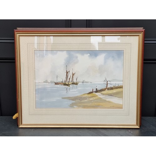 1113 - R Witchard, a group of nine watercolours, to include river scenes, each signed, largest 37 x 55cm. (... 