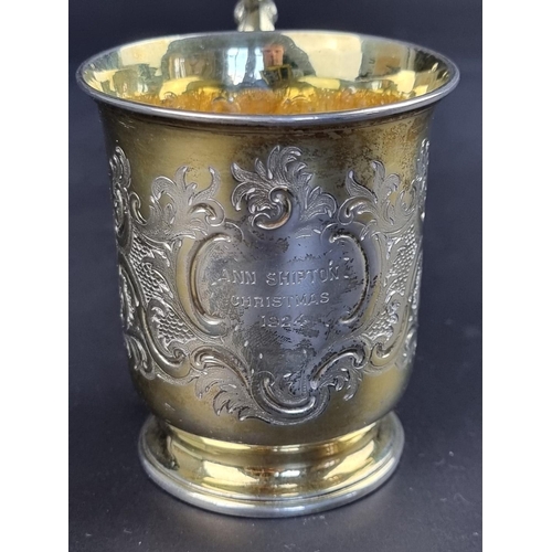 10 - A Victorian silver gilt Christening mug, by Edward & John Barnard, London 1858, height to h... 