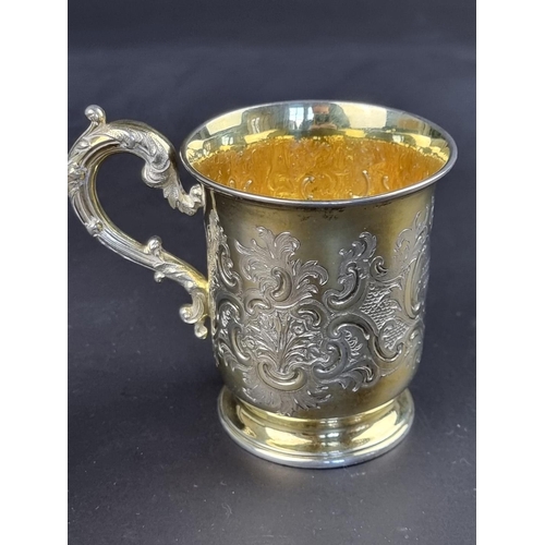 10 - A Victorian silver gilt Christening mug, by Edward & John Barnard, London 1858, height to h... 