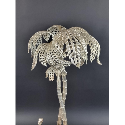 10A - An impressive silver plated centrepiece, by Elkington & Co, modelled as an ostrich beneath palm ... 