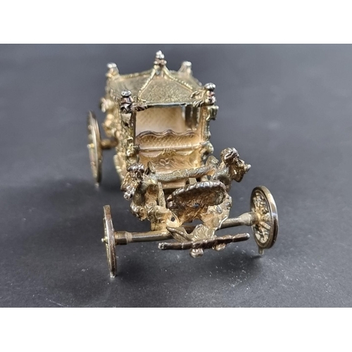 34 - A miniature silver model of The Gold State Coach, by TK & S, Birmingham 1977, 78mm long, 73.3g.... 