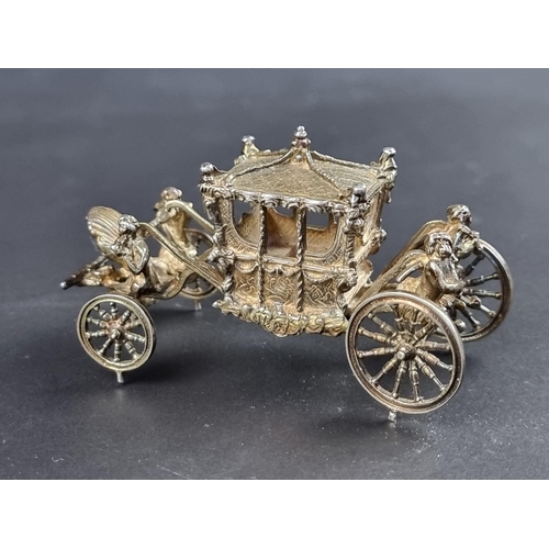 34 - A miniature silver model of The Gold State Coach, by TK & S, Birmingham 1977, 78mm long, 73.3g.... 