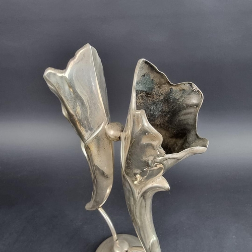 36 - WITHDRAWN FROM SALE: A silver centrepiece, marks rubbed, 31cm high, weighted. in safe.... 