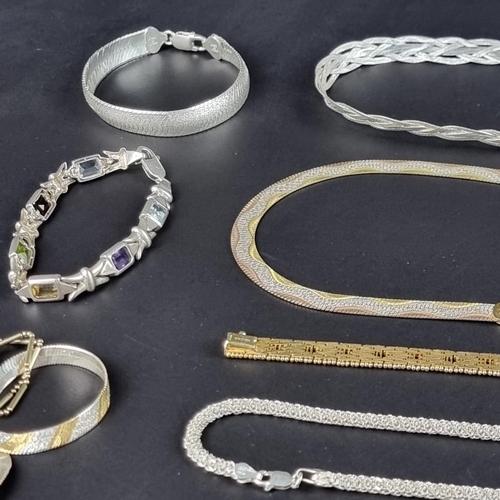 468 - A quantity of silver and white metal jewellery, mostly stamped '925'.